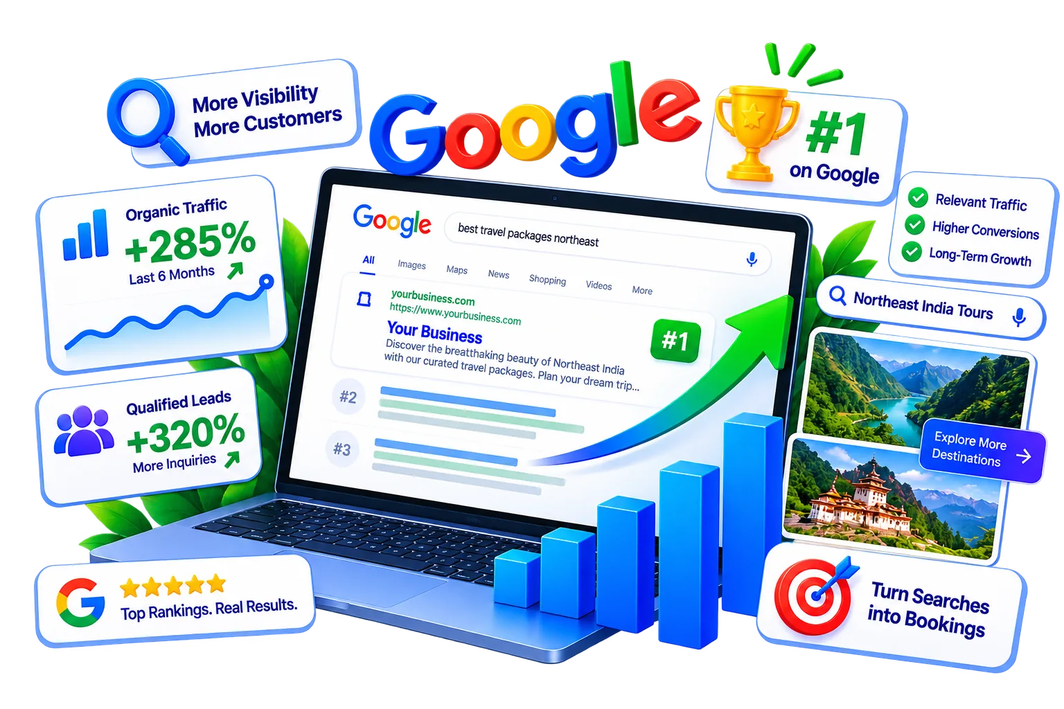 SEO growth and Google search performance illustration
